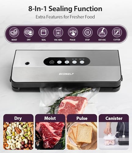 ECOSELF 8-in-1 Vacuum Sealer with Accessories, Stainless Steel