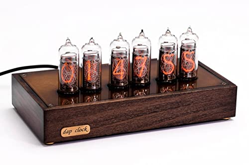 Vintage Nixie Tube Clock in Wood and Brass