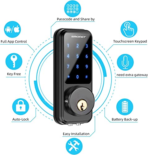 SMONET Smart Touchscreen Deadbolt for Keyless Entry