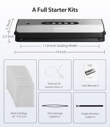 ECOSELF 8-in-1 Vacuum Sealer with Accessories, Stainless Steel