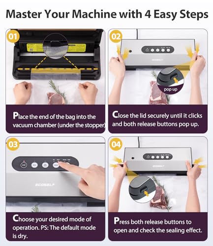 ECOSELF 8-in-1 Vacuum Sealer with Accessories, Stainless Steel