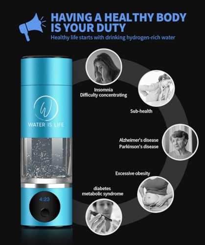 Premium Waterproof Hydrogen Water Ionizer Bottle with LED