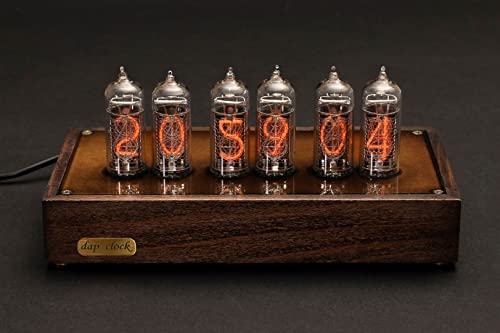 Vintage Nixie Tube Clock in Wood and Brass