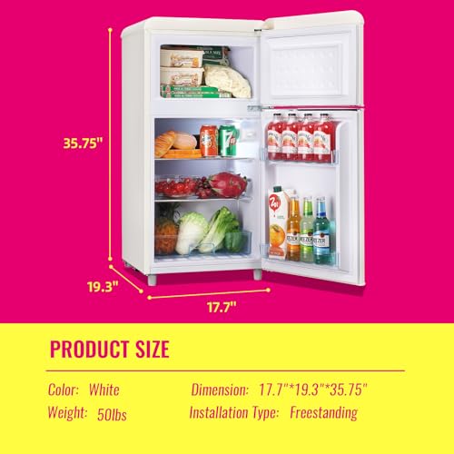 DEMULTER Retro Mini Fridge with Freezer and Handles