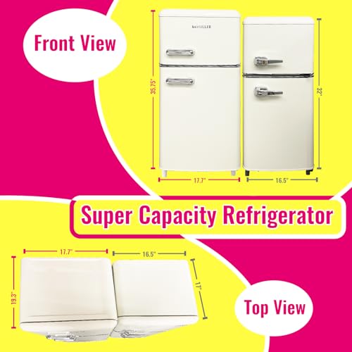 DEMULTER Retro Mini Fridge with Freezer and Handles