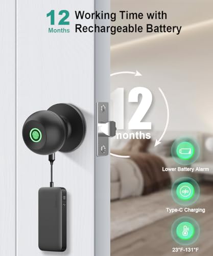 Smart Fingerprint Door Knob with Biometric App Control