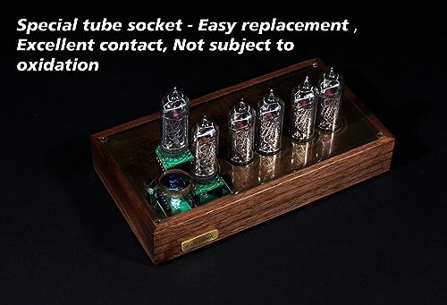 Vintage Nixie Tube Clock in Wood and Brass