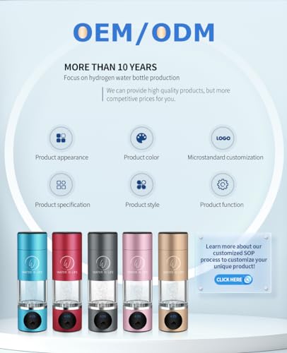 Premium Waterproof Hydrogen Water Ionizer Bottle with LED