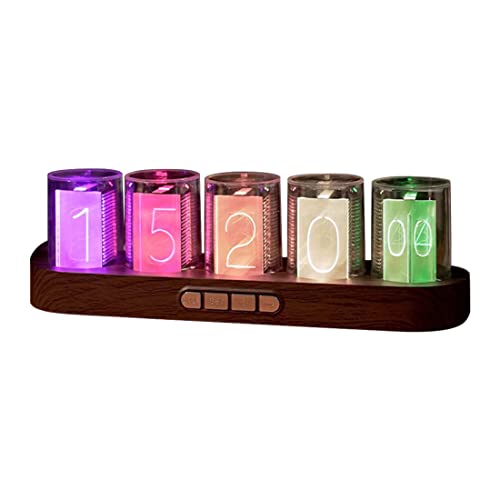 RGB Nixie Tube Desk Clock with Imitation Wood Base