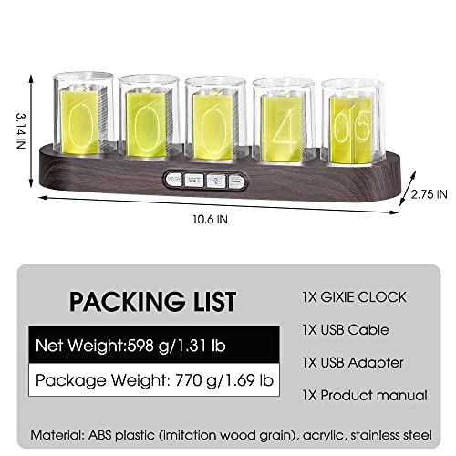 Cadmos Nixie Tube Analog Clock with Color Variable