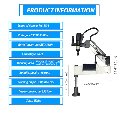 INTBUYING Electric Tapping Threading Machine 360° M6-M36 VIP