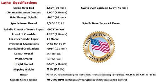 Sherline 4000B-DRO Lathe with Factory Installed DRO