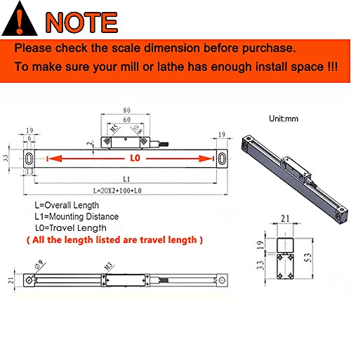 3 Axis Digital Readout Display with 3 Glass Scales