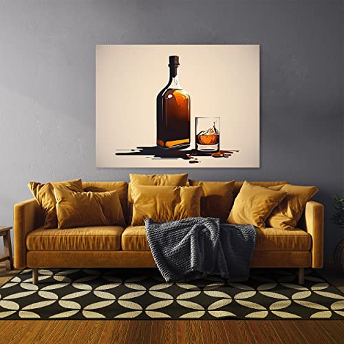 Minimalistic Whiskey Glass Canvas Art Print - X-Large