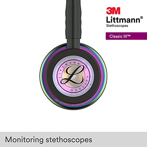 3M Littmann Classic III Stethoscope, Rainbow-Finish, 27" Black
