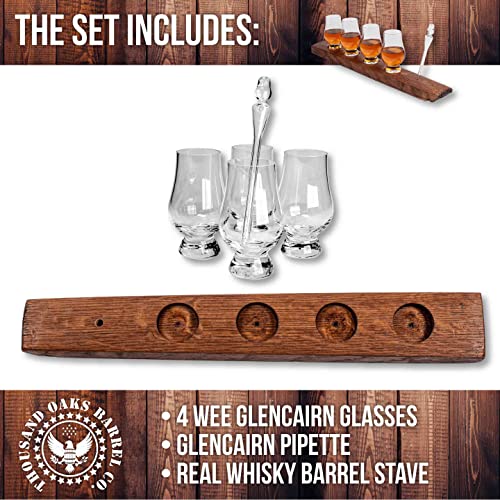 VIP Crystal Bourbon Glass Flight Set with Oak Barrel Stave