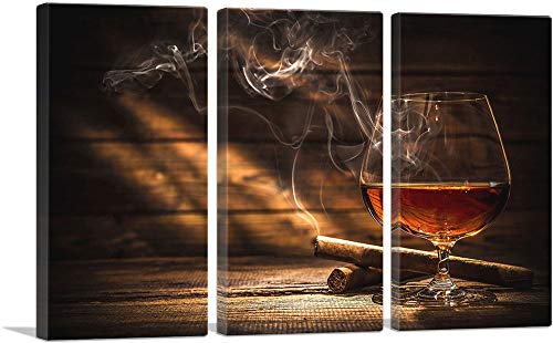 Bourbon Whiskey & Cigar 3-Piece Canvas Wall Art