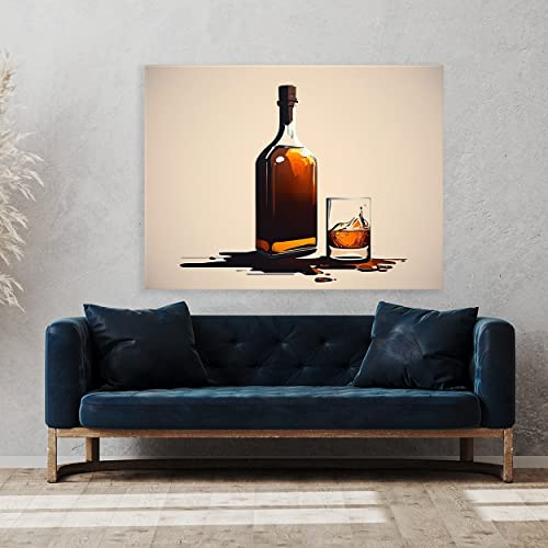 Minimalistic Whiskey Glass Canvas Art Print - X-Large