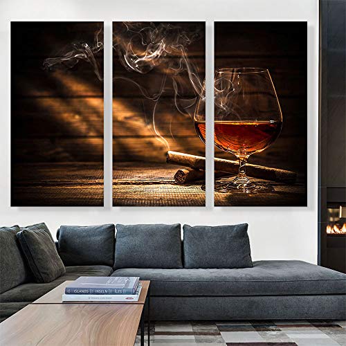 Bourbon Whiskey & Cigar 3-Piece Canvas Wall Art