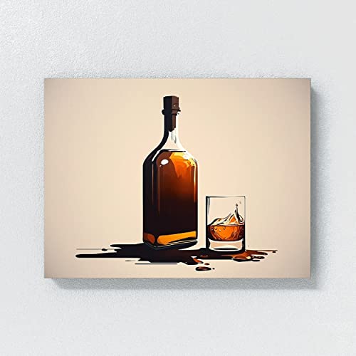 Minimalistic Whiskey Glass Canvas Art Print - X-Large