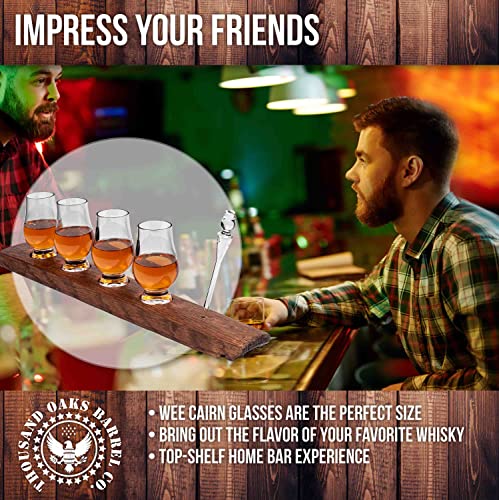 VIP Crystal Bourbon Glass Flight Set with Oak Barrel Stave