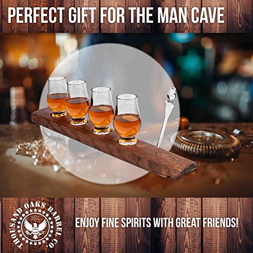 VIP Crystal Bourbon Glass Flight Set with Oak Barrel Stave