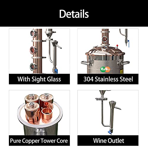 YUEWO 110V Stainless Steel Alcohol Distiller Kit