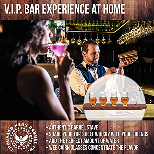 VIP Crystal Bourbon Glass Flight Set with Oak Barrel Stave