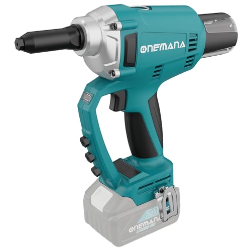 Electric Automatic Rivet Gun Tool, Brushless, Tool-free Nose Piece Change, Makita Compatible