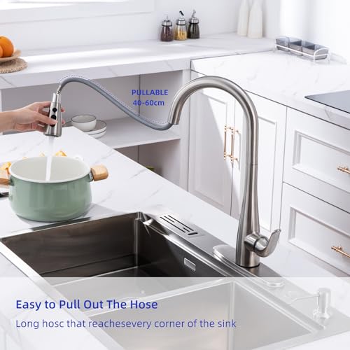 Modern Touch Kitchen Faucet with Soap Dispenser - Brushed Nickel