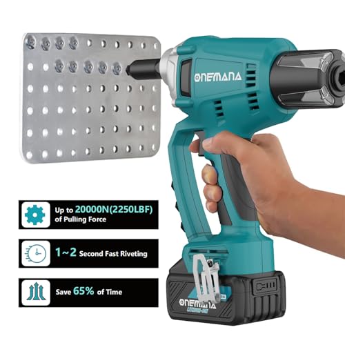 Electric Automatic Rivet Gun Tool, Brushless, Tool-free Nose Piece Change, Makita Compatible