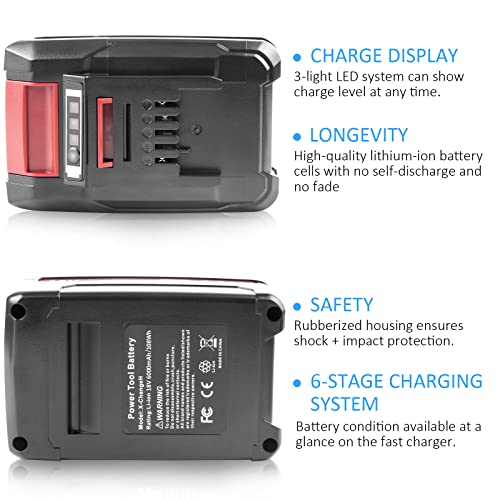 2 Packs of 18V 6000mAh Battery for Einhell