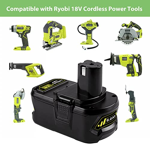 2 Pack 6.0Ah 18V P108 Battery for Ryobi