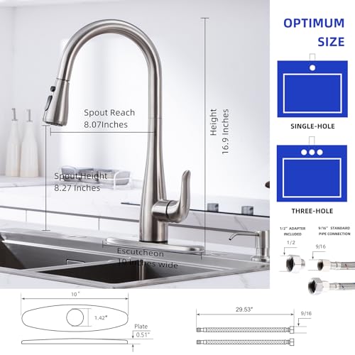 Modern Touch Kitchen Faucet with Soap Dispenser - Brushed Nickel