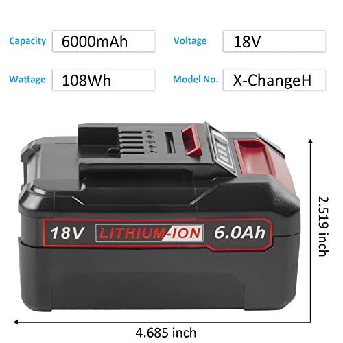 2 Packs of 18V 6000mAh Battery for Einhell