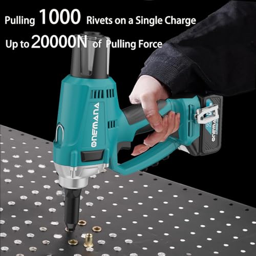 Electric Automatic Rivet Gun Tool, Brushless, Tool-free Nose Piece Change, Makita Compatible