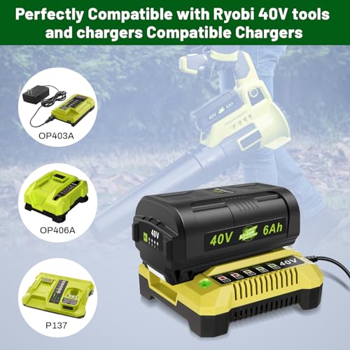 KEATFE 40V 6.0Ah OP4060 Battery for Ryobi
