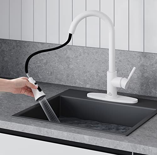CASAINC Matte White Kitchen Faucet with Sprayer - VIP Smart Shopper