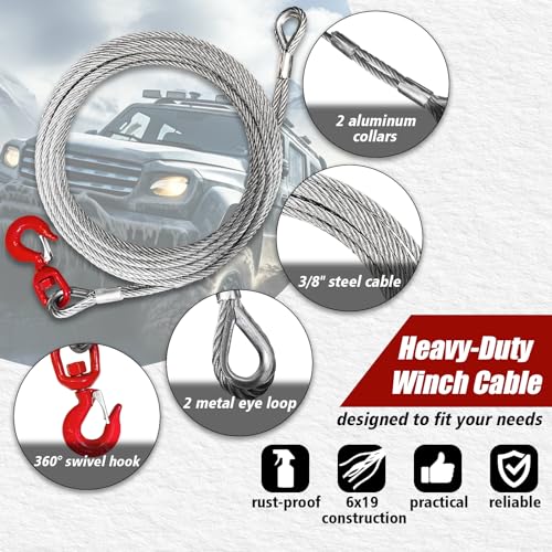 YATOINTO Heavy Duty Galvanized Steel Winch Cable