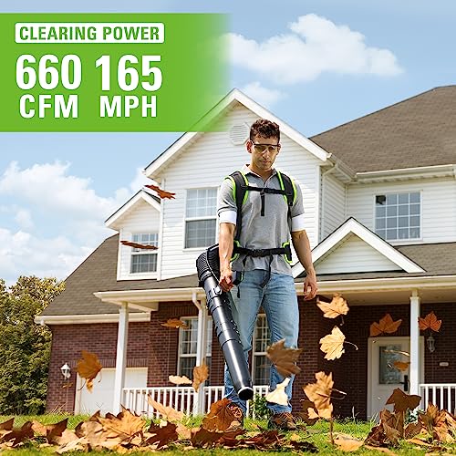 Greenworks Cordless Backpack Leaf Blower with 8.0Ah Battery