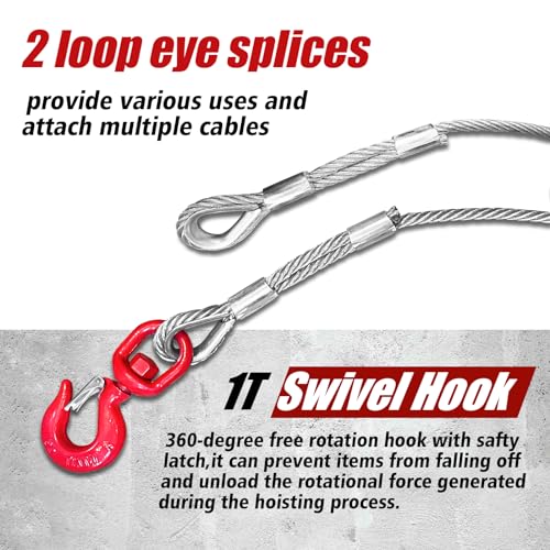 YATOINTO Heavy Duty Galvanized Steel Winch Cable