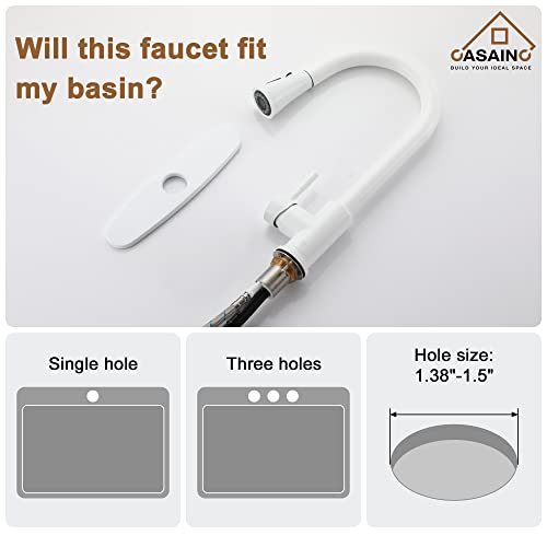 CASAINC Matte White Kitchen Faucet with Sprayer - VIP Smart Shopper