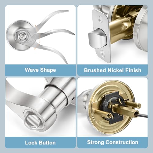 6 Pack Brushed Nickel Privacy Door Levers