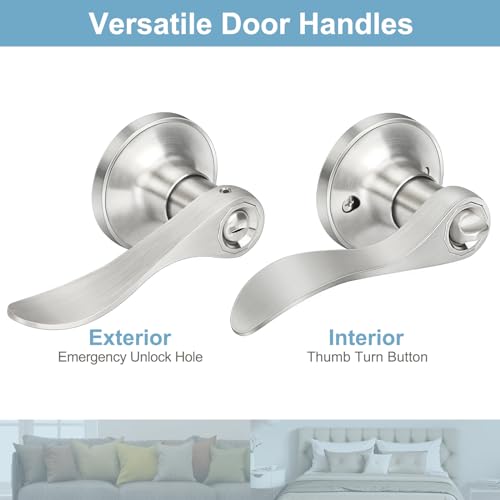 6 Pack Brushed Nickel Privacy Door Levers