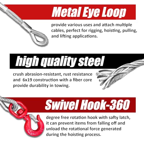 YATOINTO Heavy Duty Galvanized Steel Winch Cable