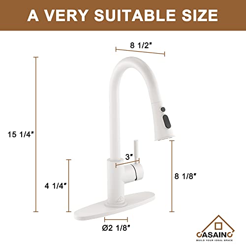 CASAINC Matte White Kitchen Faucet with Sprayer - VIP Smart Shopper