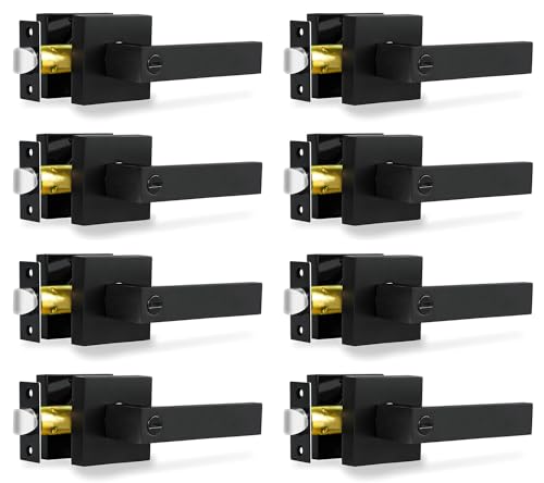 Matte Black Privacy Door Levers, 8 Pack