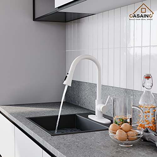 CASAINC Matte White Kitchen Faucet with Sprayer - VIP Smart Shopper