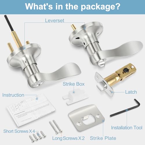 6 Pack Brushed Nickel Privacy Door Levers