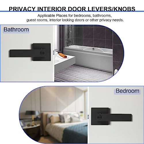 Matte Black Privacy Door Levers, 8 Pack